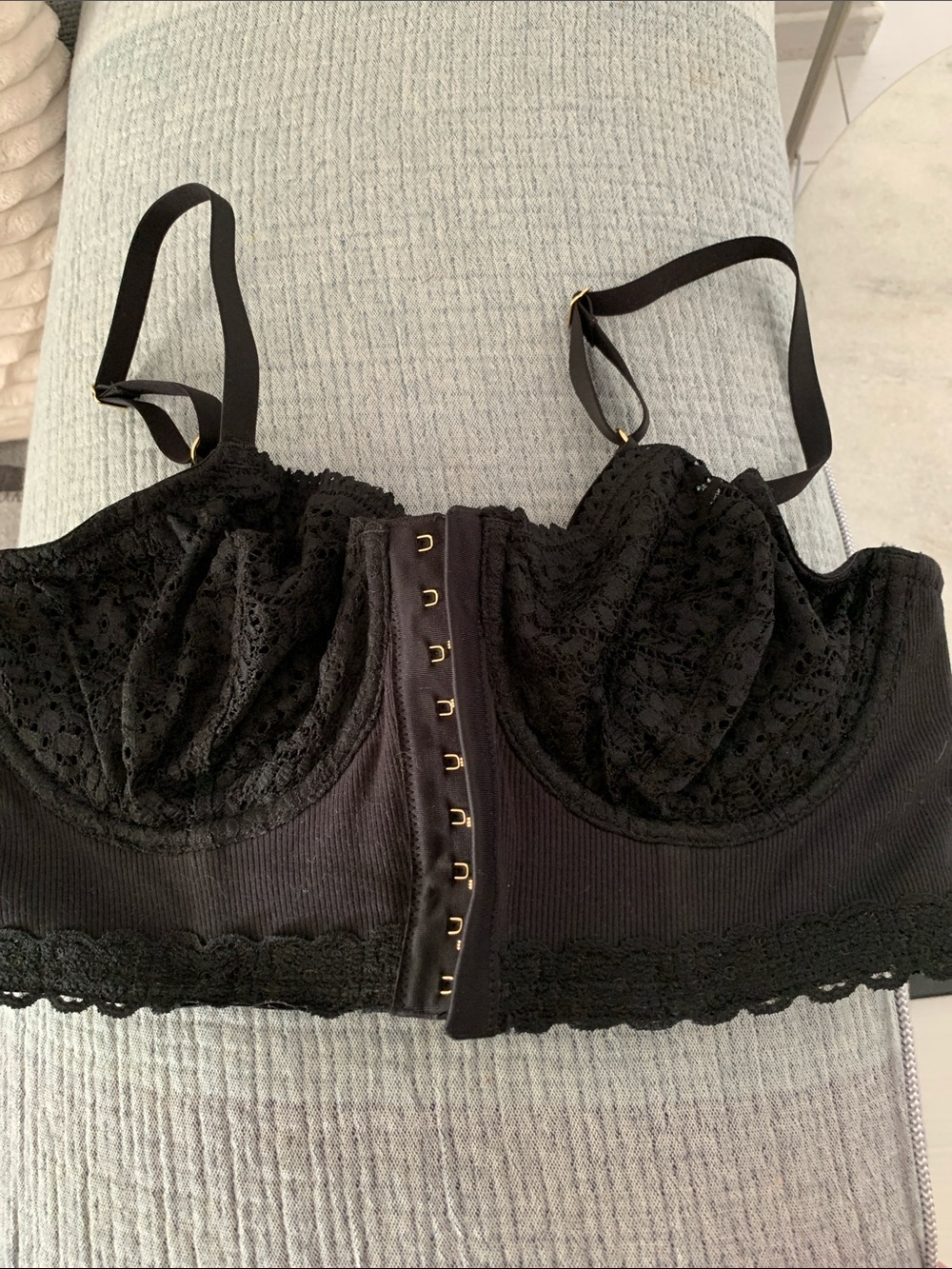 Aerie Intimates & Sleepwear | Show Off Cozy Ribbed Unlined Corset Bra | black